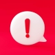 Red danger alert notification reminder icon chat message bubble symbol background 3d illustration