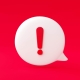 Red danger alert notification reminder icon chat message bubble symbol background 3d illustration